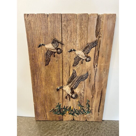 Original 1991 Montana Artist BURL JONES Hand Carved Wood Geese SCULPTURE SIGNED